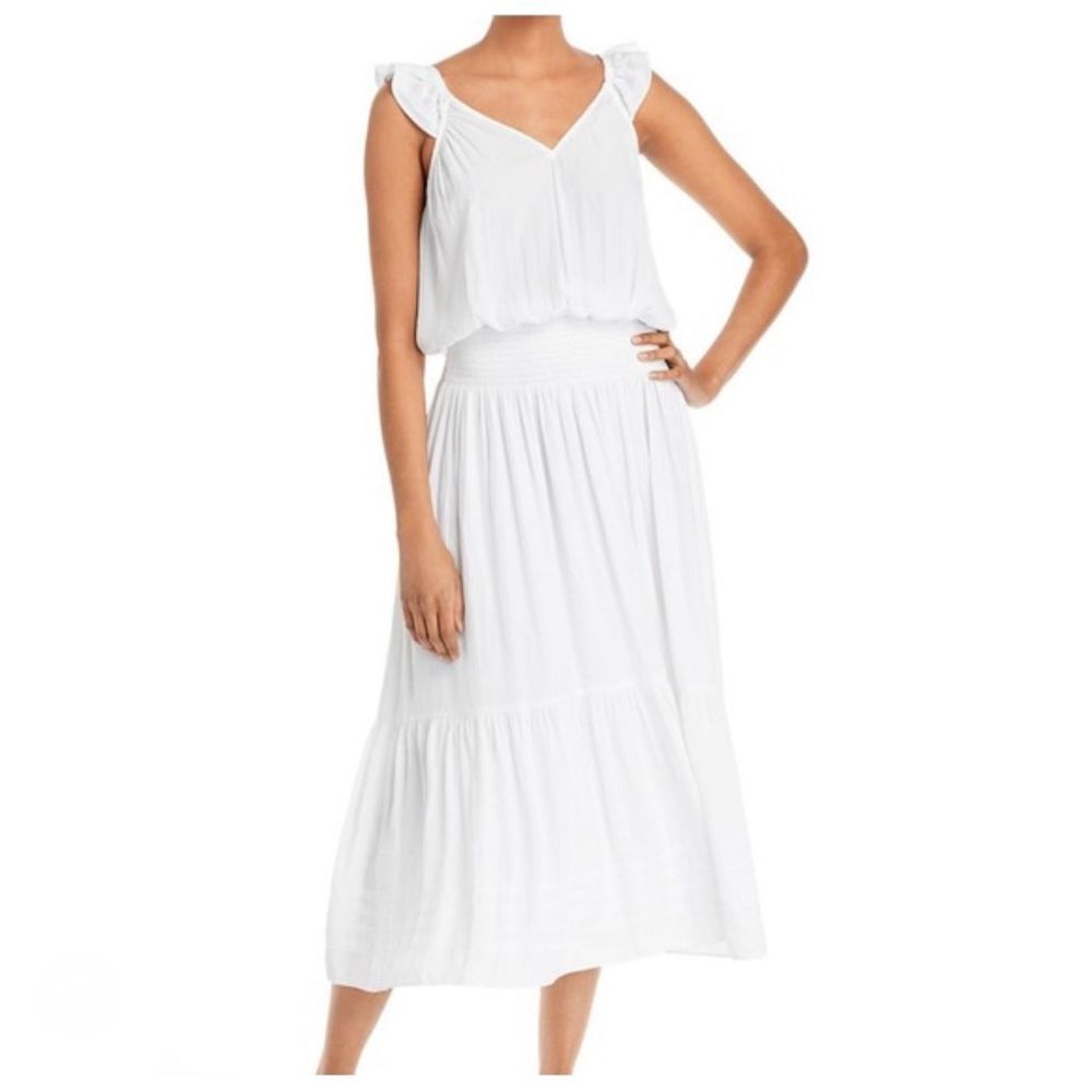 Ramy Brook Chloe Tiered Midi Dress White Size M